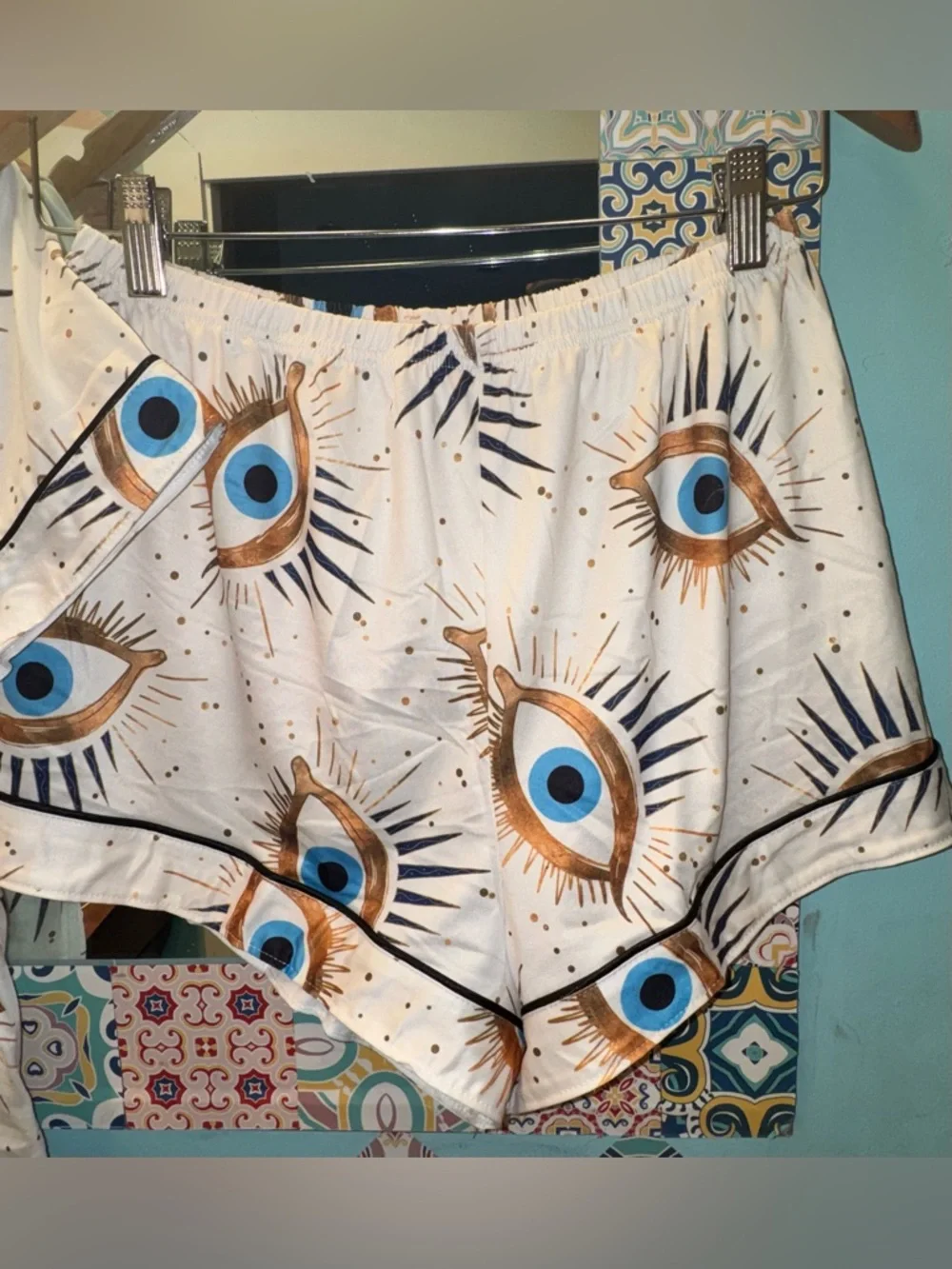 Evil Eye Pajama Lounge Set Size Medium Boho Matching Sleepwear Set